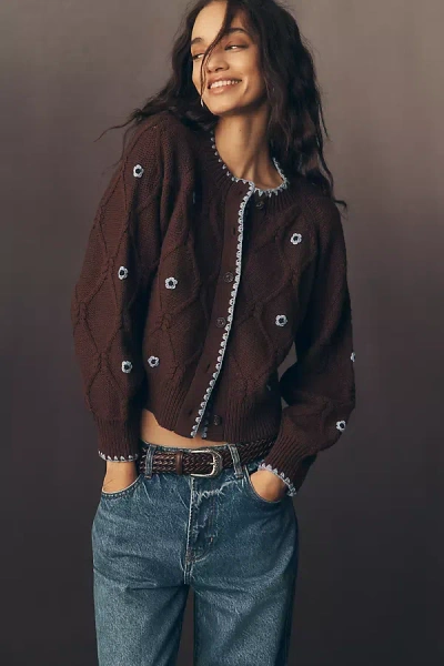 Rails Laurie Crew-neck Long-sleeve Cardigan Sweater In Brown