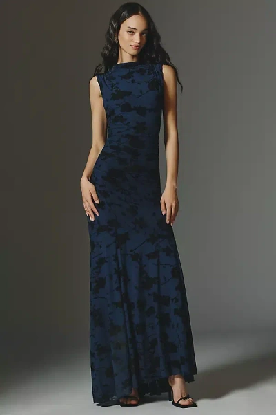 Rails Cosmos Sleeveless High-neck Ruched Maxi Dress In Blue