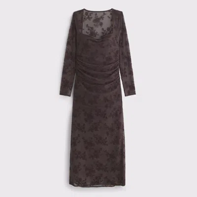 Abercrombie & Fitch Bra-free Long-sleeve Mesh Maxi Dress