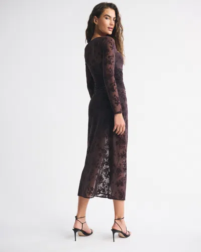 Abercrombie & Fitch Bra-free Long-sleeve Mesh Maxi Dress