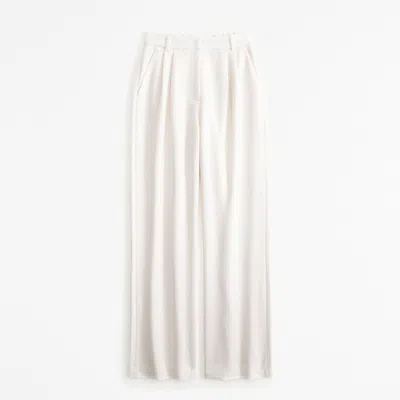 Abercrombie & Fitch Curve Love A&f Sloane Tailored Wide Leg Pant In White