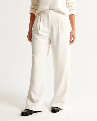 Abercrombie & Fitch Curve Love A&f Sloane Tailored Wide Leg Pant In White