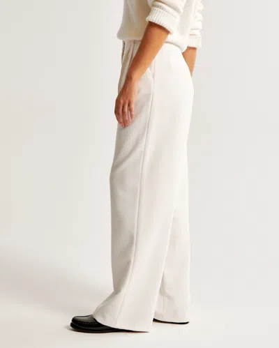 Abercrombie & Fitch Curve Love A&f Sloane Tailored Wide Leg Pant In White