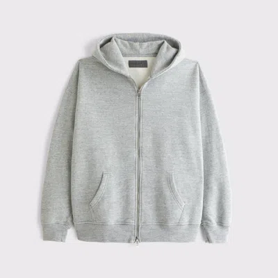 Abercrombie & Fitch Essential Full-zip Hoodie In Gray
