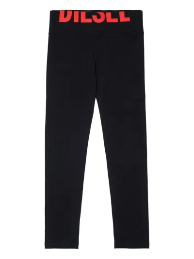 Diesel Logo-waistband Leggings In Black