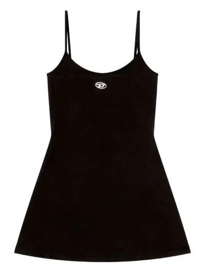 Diesel Mini Dress With Spaghetti Straps And Scoop Neck In Black