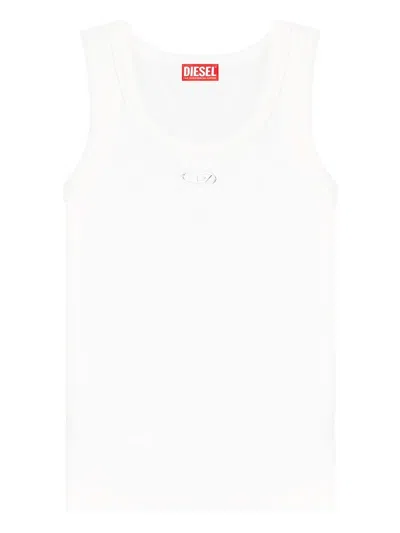 Diesel Women Logo Cotton Tank Top In White