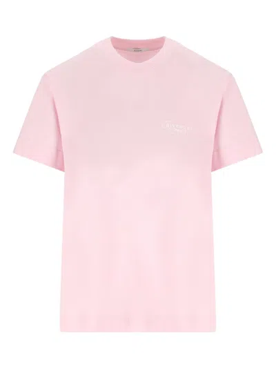 Givenchy Crew Neck Short Sleeve Straight Hem Top In Pink