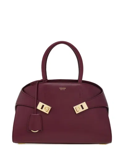 Ferragamo Hug Medium Leather Tote Bag In Red