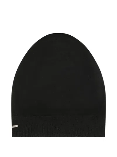 Saint Laurent Ribbed Beanie In Black