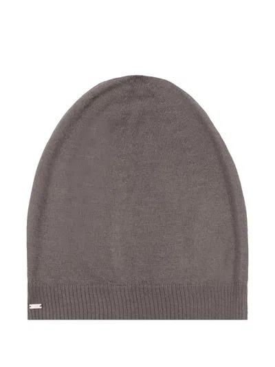Saint Laurent Ribbed Beanie In Brown