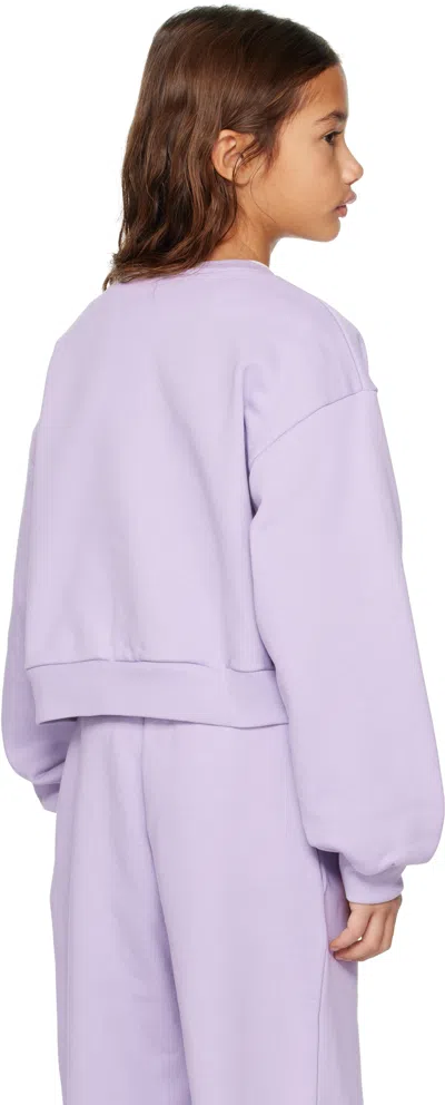 Marni Kids Purple Cotton Cropped Embroidered Logo Sweatshirt