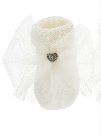 Monnalisa Bow Socks In Neutral
