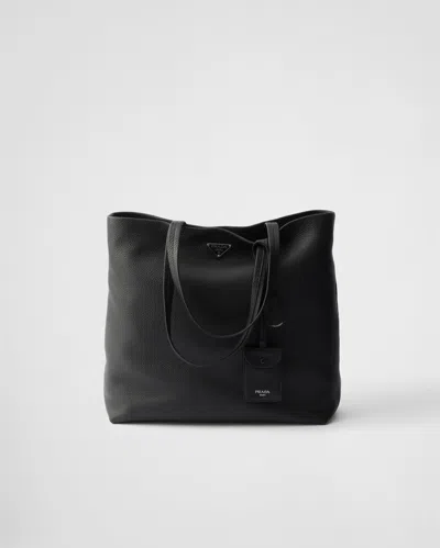 Prada Leather Tote Bag In Black
