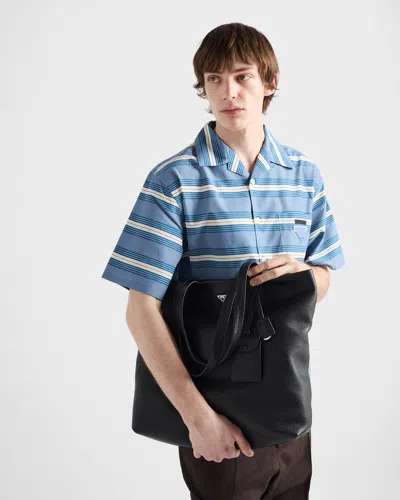 Prada Leather Tote Bag In Black