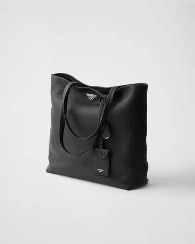 Prada Leather Tote Bag In Black