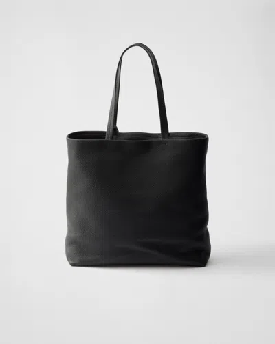 Prada Leather Tote Bag In Black