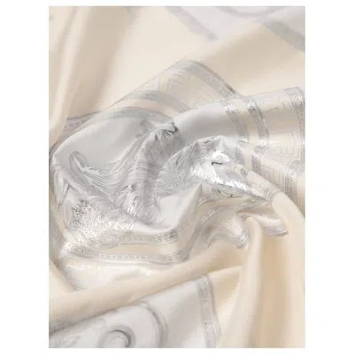 Versace Baroque Motifs Silk Scarf In Gray