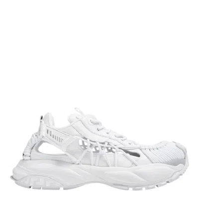 Versace Panelled White Sneakers With Cut-out Detailing