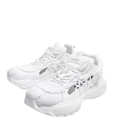 Versace Panelled White Sneakers With Cut-out Detailing