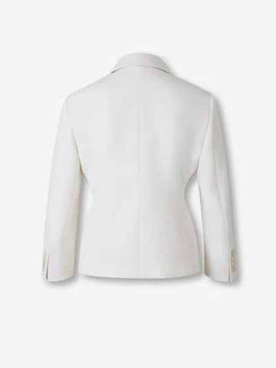 Max Mara Cropped Wool Blazer In White