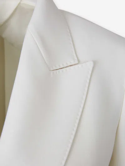 Max Mara Cropped Wool Blazer In White
