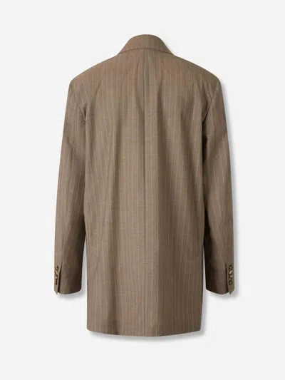 Max Mara Pinstripe Blazer In Brown