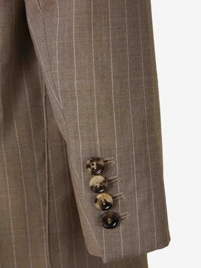 Max Mara Pinstripe Blazer In Brown