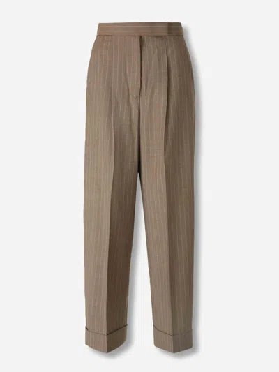 Max Mara Pinstripe Trousers In Brown