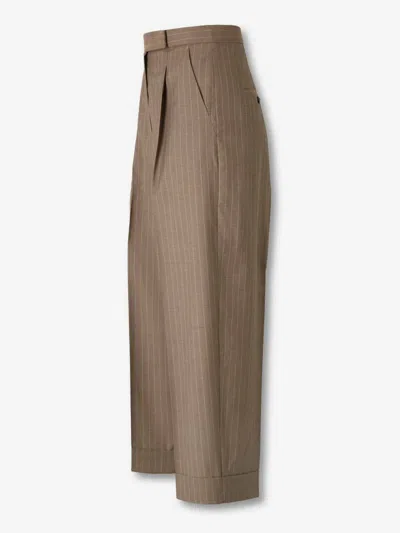 Max Mara Pinstripe Trousers In Brown