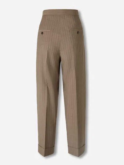 Max Mara Pinstripe Trousers In Brown