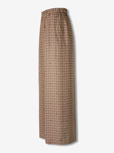 Max Mara Vischio Printed Silk Satin Wide-leg Pants In Brown