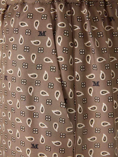 Max Mara Vischio Printed Silk Satin Wide-leg Pants In Brown