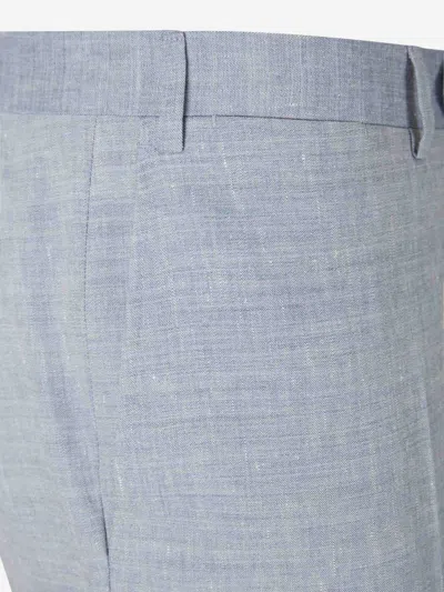 Canali Straight Linen Suit In Blue