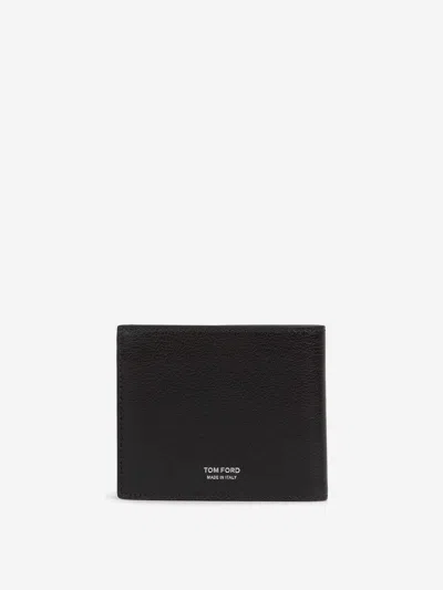 Tom Ford Foldable Leather Cardholder In Black