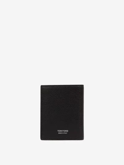 Tom Ford Foldable Leather Cardholder In Black