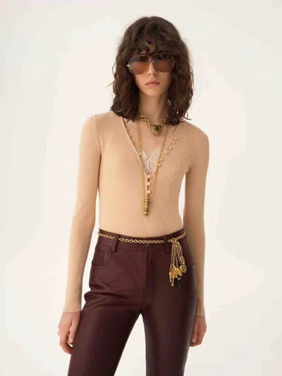 Chloé Henley Knit T-shirt In Pink