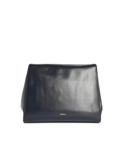 Furla Logo Flap Shoulder Bag In Black