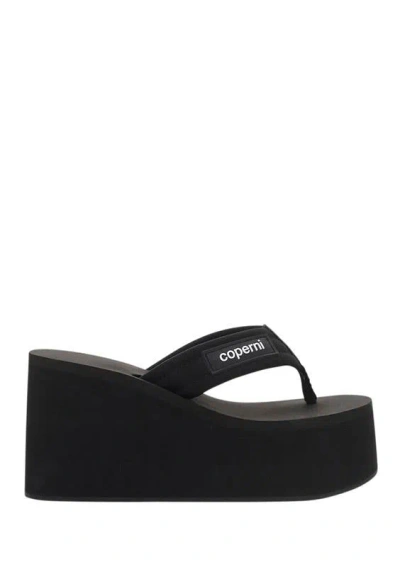 Coperni Women Branded Wedge Sandals In Black