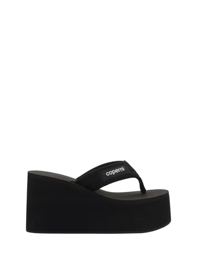 Coperni Women Branded Wedge Sandals In Black