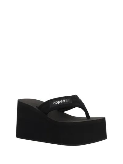 Coperni Women Branded Wedge Sandals In Black