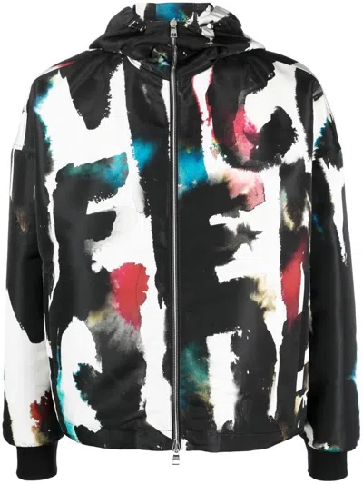 Alexander Mcqueen Graffiti Logo Printed Nylon Jacket In Multicolor