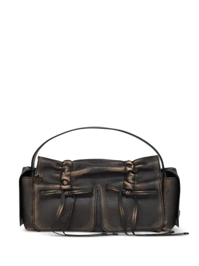 Acne Studios Multi Pocket Leather Handbag In Brown