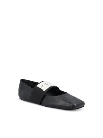 Givenchy Sliced Square Elastic-strap Ballet Flats In Black
