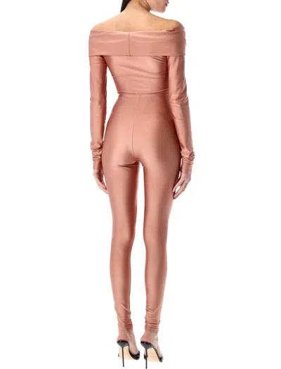 The Andamane Stretch Off-shoulder Cut-out Jumpsuit In Animal Print