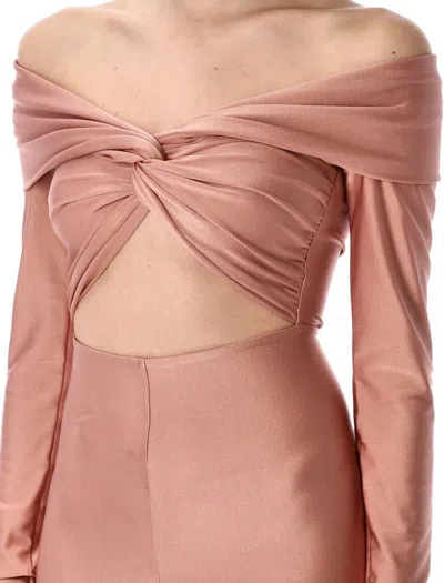 The Andamane Stretch Off-shoulder Cut-out Jumpsuit In Animal Print