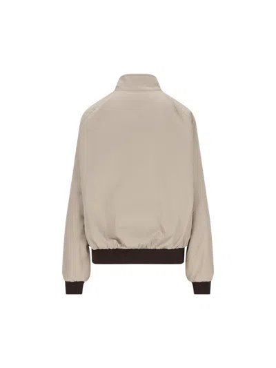 Miu Miu Reversible Houndstooth Check And Panama Cotton Blouson Jacket In Brown