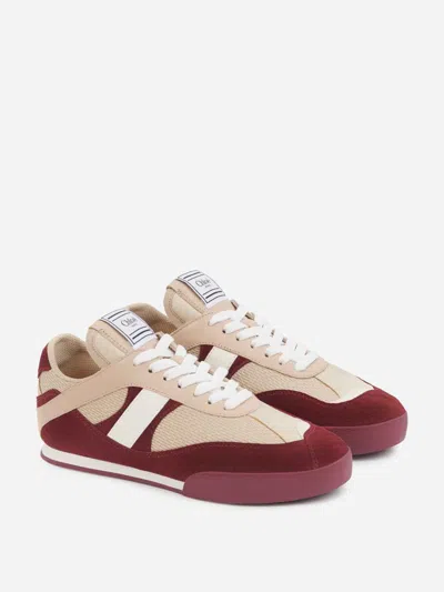 Chloé Kick Mixed Leather Retro Low-top Sneakers In Burgundy