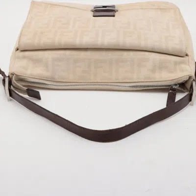 Pre-owned Fendi Beige Leather Canvas Shoulder Bag () In Sand