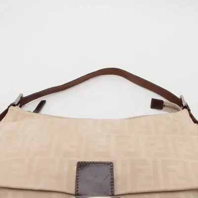 Pre-owned Fendi Beige Leather Canvas Shoulder Bag () In Sand